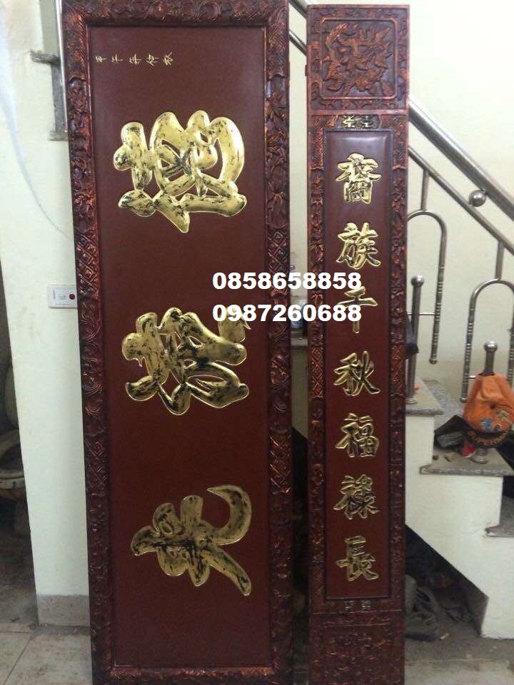 Mẫu câu đối chữ hán thờ gia tiên đẹp